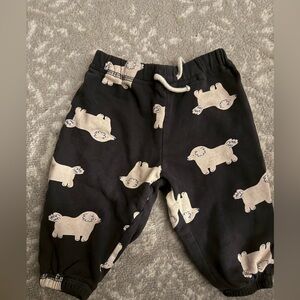 H&M Kids Black Joggers with Dog Print